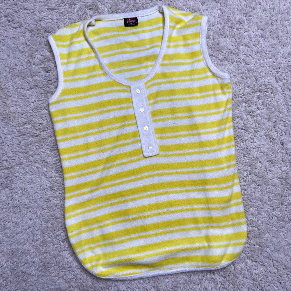 Vintage 1970’s Ringtex yellow and white stripe terry cloth tank top